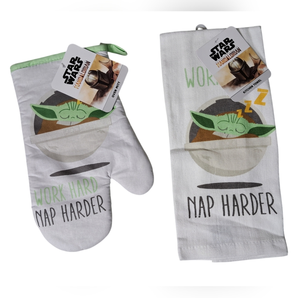 Star Wars Kitchen The Mandalorian Grogu Home Oven Mitt & Towel Bundle Set NWT